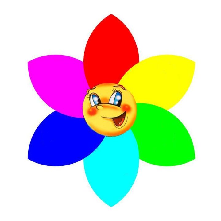 Blume aus farbigem Papier mit sechs Blütenblättern, die jeweils eine Monodiät symbolisieren